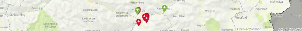 Kartenansicht für Apotheken-Notdienste in der Nähe von Sankt Michael in Obersteiermark (Leoben, Steiermark)